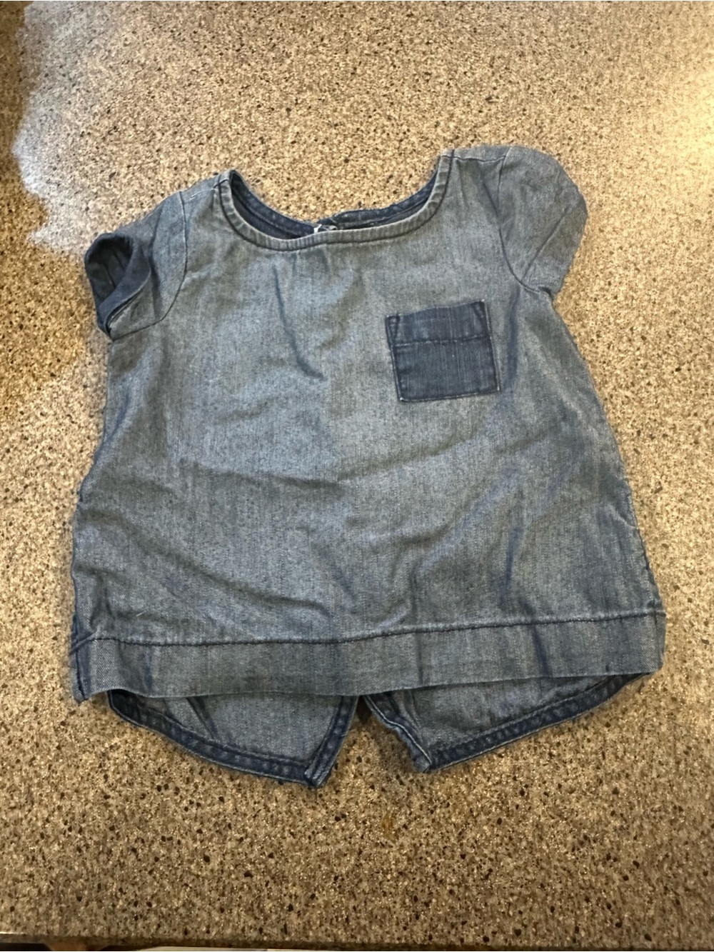 Old Navy Girls' Short Sleeve Denim-Look Tee - Light Blue